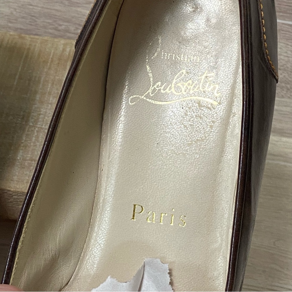 CHRISTIAN LOUBOUTIN VTG Red Bottom Brown Leather Penny Loafer Size 39 (US 9) - Picture 5 of 14
